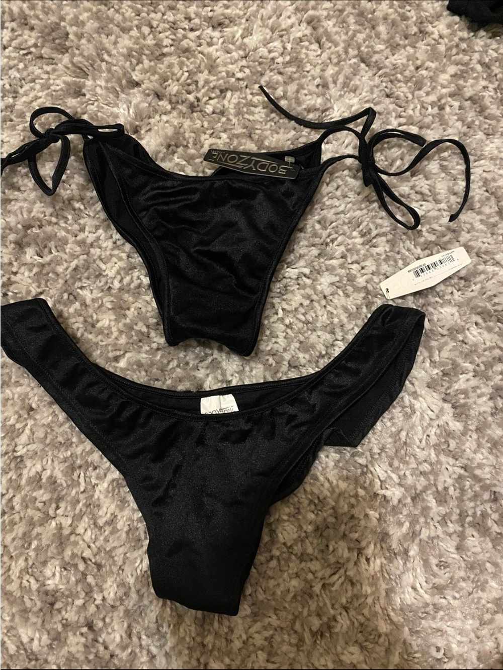 Body Zone Black Tie-Side Bikini Bottoms – Sleek Solid Swimwear